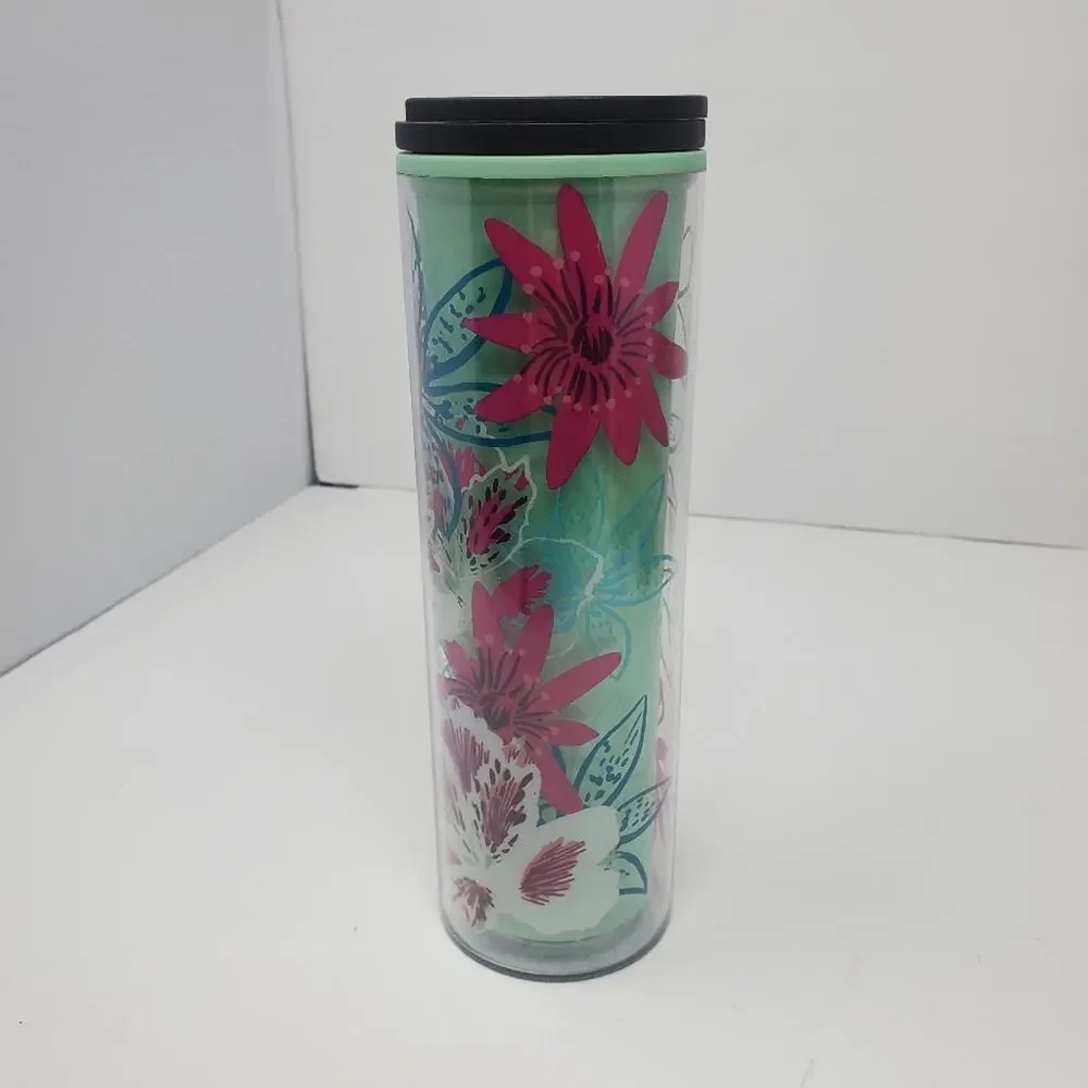 Starbucks Plastic Floral travel mug Large 20 oz New with tags
